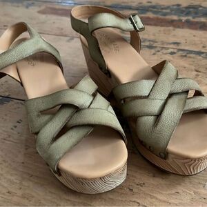 Kork-Ease Olive Green Leather Mules